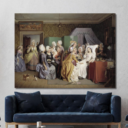 Scena Da "La Stanza Del Parto" Di Ludvig Holberg Wilhelm Marstrand wmr59 quadro stampato su tela