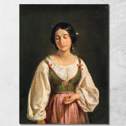 Donna Italiana In Piedi. Studio Per "Un Capraio Che Vende Latte" Wilhelm Marstrand wmr60 quadro stampato su tela