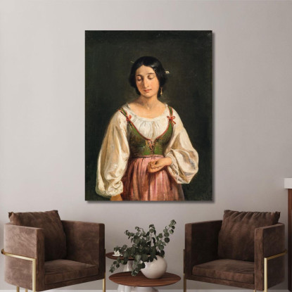 Donna Italiana In Piedi. Studio Per "Un Capraio Che Vende Latte" Wilhelm Marstrand wmr60 quadro stampato su tela