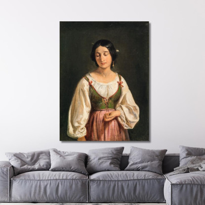 Donna Italiana In Piedi. Studio Per "Un Capraio Che Vende Latte" Wilhelm Marstrand wmr60 quadro stampato su tela