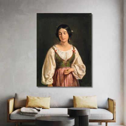 Donna Italiana In Piedi. Studio Per "Un Capraio Che Vende Latte" Wilhelm Marstrand wmr60 quadro stampato su tela