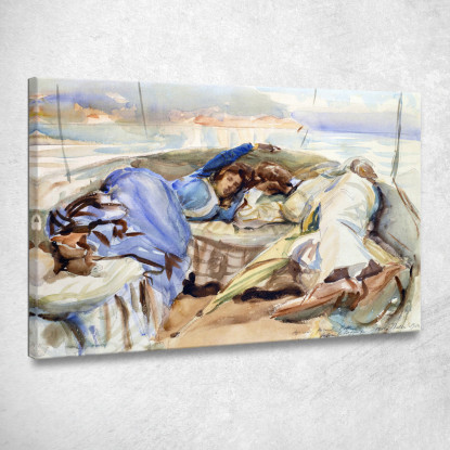 Due Figure In Una Barca Isola Bella Italia John Singer Sargent jss343 quadro stampato su tela