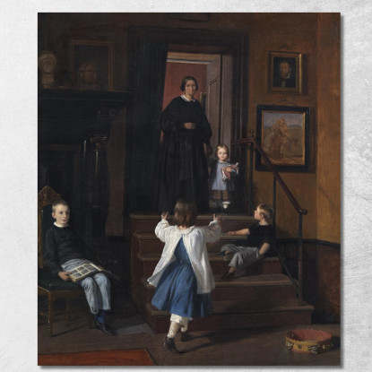 La Moglie E I Figli Dell'Artista Nello Studio A Charlottenborg Wilhelm Marstrand wmr66 quadro stampato su tela