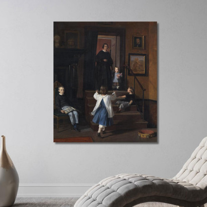 La Moglie E I Figli Dell'Artista Nello Studio A Charlottenborg Wilhelm Marstrand wmr66 quadro stampato su tela