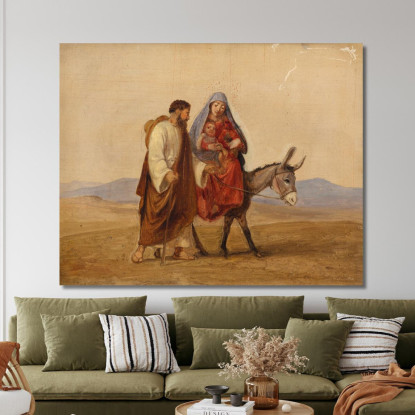 La Sacra Famiglia In Fuga. Schizzo Wilhelm Marstrand wmr67 quadro stampato su tela