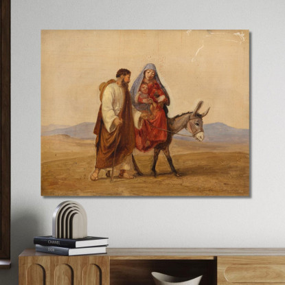 La Sacra Famiglia In Fuga. Schizzo Wilhelm Marstrand wmr67 quadro stampato su tela