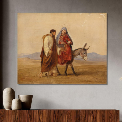 La Sacra Famiglia In Fuga. Schizzo Wilhelm Marstrand wmr67 quadro stampato su tela