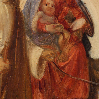 La Sacra Famiglia In Fuga. Schizzo Wilhelm Marstrand wmr67 quadro stampato su tela