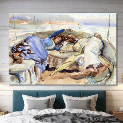 Due Figure In Una Barca Isola Bella Italia John Singer Sargent jss343 quadro stampato su tela