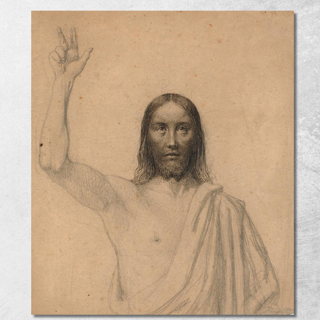 Cristo Benedicente. Mezzobusto Frontale Wilhelm Marstrand wmr70 quadro stampato su tela