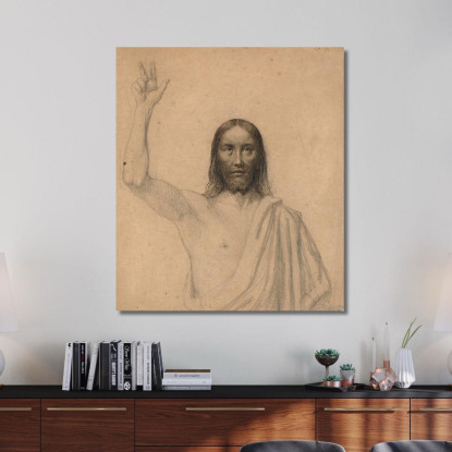 Cristo Benedicente. Mezzobusto Frontale Wilhelm Marstrand wmr70 quadro stampato su tela