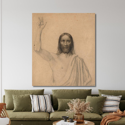 Cristo Benedicente. Mezzobusto Frontale Wilhelm Marstrand wmr70 quadro stampato su tela