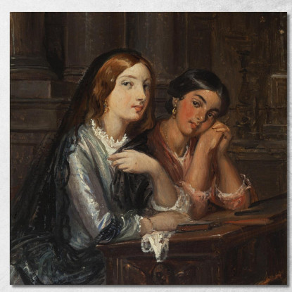 Donne Veneziane In Una Chiesa Wilhelm Marstrand wmr72 quadro stampato su tela