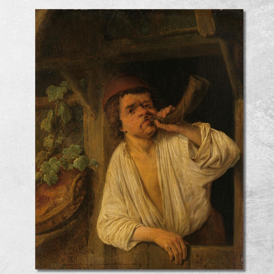 Un Fornaio Che Suona Il Suo Corno Adriaen van Ostade avo1 quadro stampato su tela