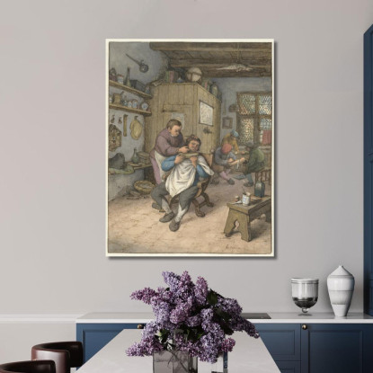 Una Bottega Da Barbiere Adriaen van Ostade avo2 quadro stampato su tela