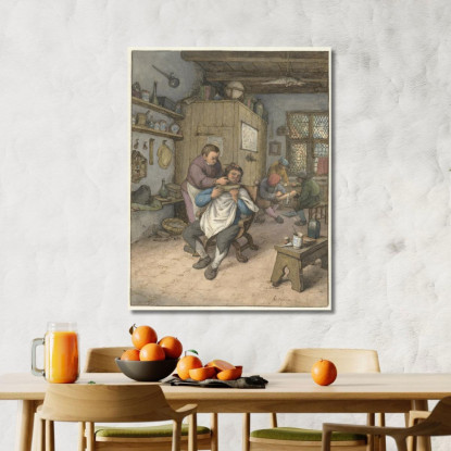 Una Bottega Da Barbiere Adriaen van Ostade avo2 quadro stampato su tela