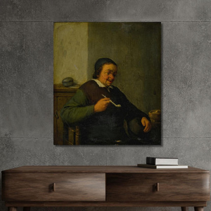 Un Uomo Che Fuma In Un Interno Adriaen van Ostade avo7 quadro stampato su tela