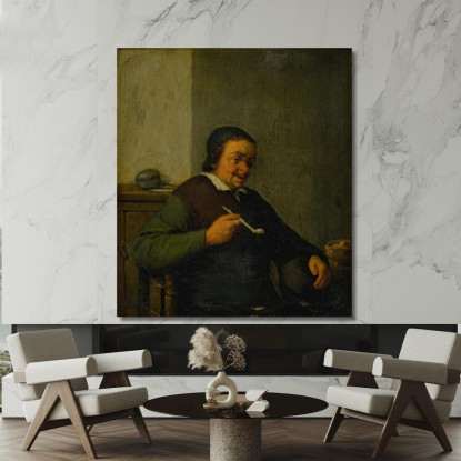 Un Uomo Che Fuma In Un Interno Adriaen van Ostade avo7 quadro stampato su tela