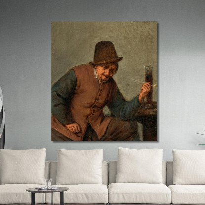 Un Contadino Che Fuma Adriaen van Ostade avo9 quadro stampato su tela