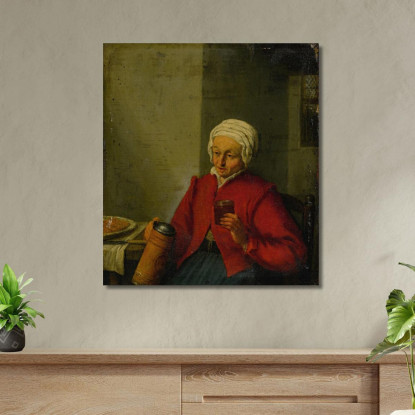 Una Donna Che Tiene Una Brocca E Una Tazza Adriaen van Ostade avo10 quadro stampato su tela
