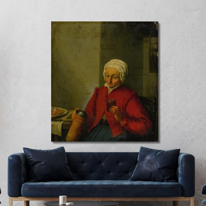 Una Donna Che Tiene Una Brocca E Una Tazza Adriaen van Ostade avo10 quadro stampato su tela