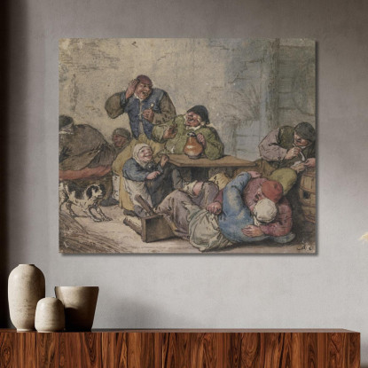 Contadini Scatenati Nella Locanda 2 Adriaen van Ostade avo14 quadro stampato su tela
