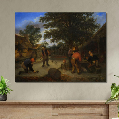 Giocatori Di Palla Nel Giardino Della Locanda Adriaen van Ostade avo15 quadro stampato su tela