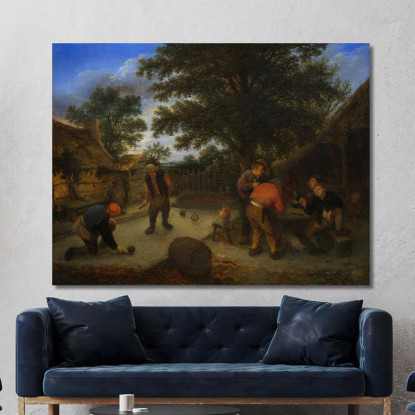Giocatori Di Palla Nel Giardino Della Locanda Adriaen van Ostade avo15 quadro stampato su tela