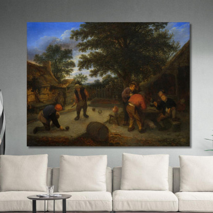 Giocatori Di Palla Nel Giardino Della Locanda Adriaen van Ostade avo15 quadro stampato su tela