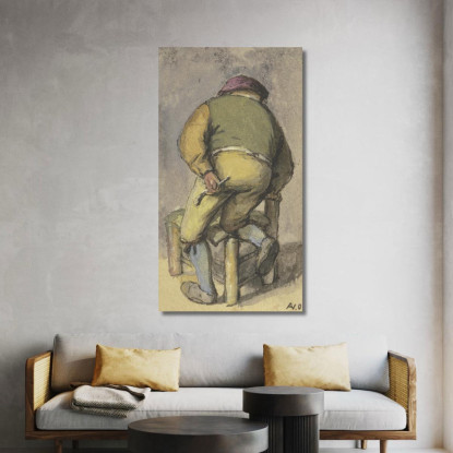 Contadino Di Spalle Con La Gamba Destra Su Una Sedia Inginocchiato Adriaen van Ostade avo16 quadro stampato su tela
