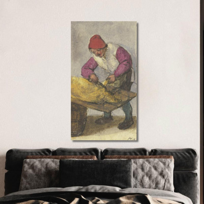 Contadino Rivolto A Sinistra Che Macella Un Maiale Adriaen van Ostade avo17 quadro stampato su tela