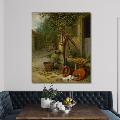 Corte Di Una Fattoria Con Pozzo A Pompa Adriaen van Ostade avo19 quadro stampato su tela