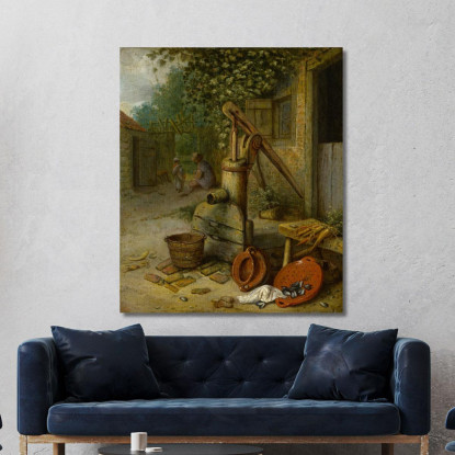 Corte Di Una Fattoria Con Pozzo A Pompa Adriaen van Ostade avo19 quadro stampato su tela