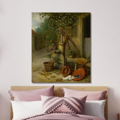 Corte Di Una Fattoria Con Pozzo A Pompa Adriaen van Ostade avo19 quadro stampato su tela