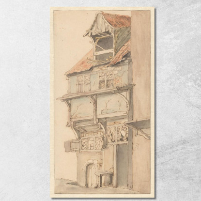 Facciata Di Una Casa D'Angolo Con Abbaino Aperto Adriaen van Ostade avo23 quadro stampato su tela