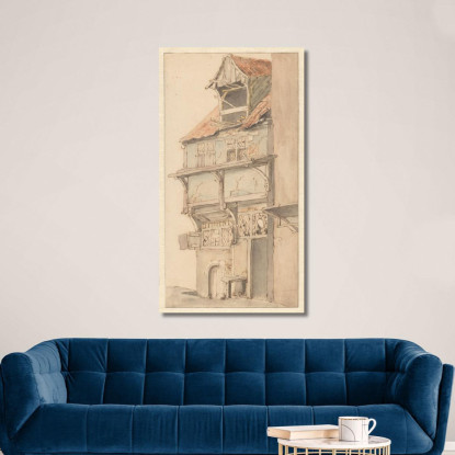 Facciata Di Una Casa D'Angolo Con Abbaino Aperto Adriaen van Ostade avo23 quadro stampato su tela