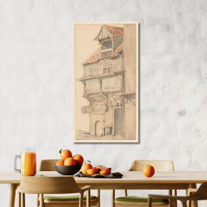 Facciata Di Una Casa D'Angolo Con Abbaino Aperto Adriaen van Ostade avo23 quadro stampato su tela