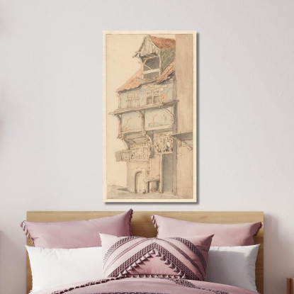 Facciata Di Una Casa D'Angolo Con Abbaino Aperto Adriaen van Ostade avo23 quadro stampato su tela