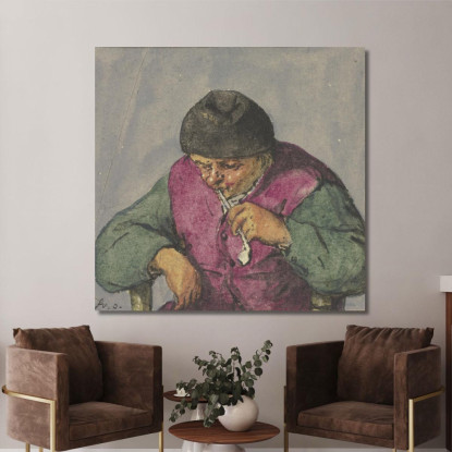 Mezza Figura Di Un Contadino Seduto Con Pipa Adriaen van Ostade avo24 quadro stampato su tela