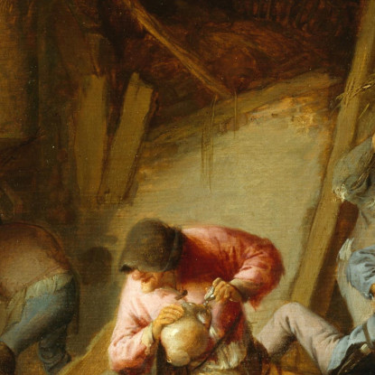 Interno Con Figure Che Bevono E Bambini Che Piangono Adriaen van Ostade avo27 quadro stampato su tela