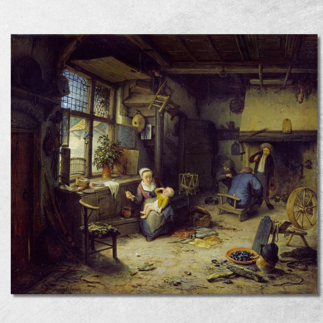 Interno Con Contadini Adriaen van Ostade avo28 quadro stampato su tela