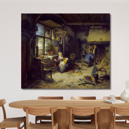 Interno Con Contadini Adriaen van Ostade avo28 quadro stampato su tela