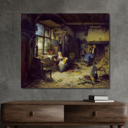Interno Con Contadini Adriaen van Ostade avo28 quadro stampato su tela