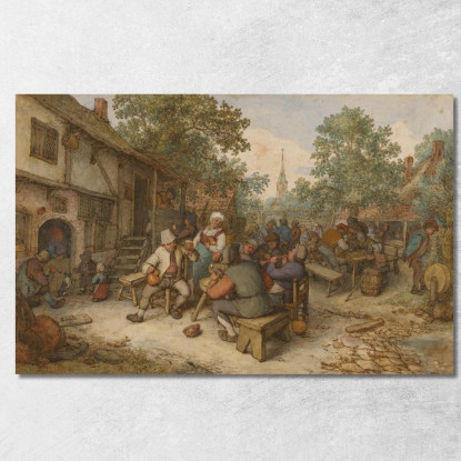 Festa Dei Contadini In Una Strada Di Città Adriaen van Ostade avo33 quadro stampato su tela