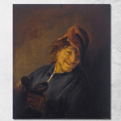 Contadino Con Berretto Rosso Che Tiene Una Brocca Adriaen van Ostade avo35 quadro stampato su tela