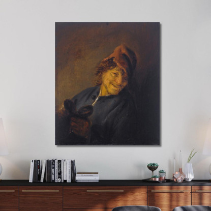 Contadino Con Berretto Rosso Che Tiene Una Brocca Adriaen van Ostade avo35 quadro stampato su tela