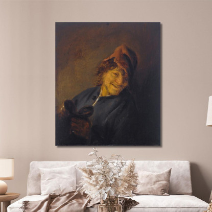 Contadino Con Berretto Rosso Che Tiene Una Brocca Adriaen van Ostade avo35 quadro stampato su tela