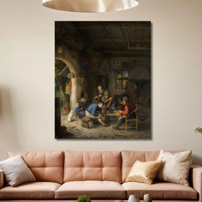 Contadini In Una Locanda Adriaen van Ostade avo36 quadro stampato su tela