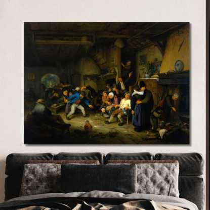 Contadini Che Danzano In Una Taverna Adriaen van Ostade avo37 quadro stampato su tela