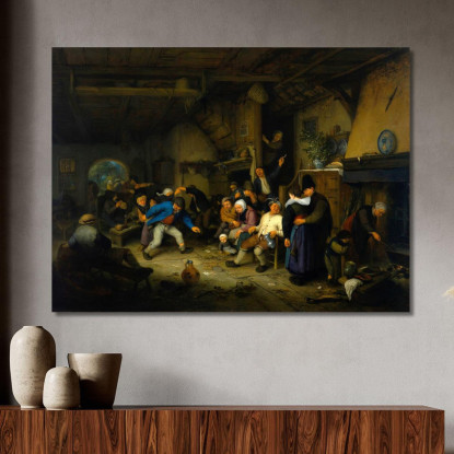 Contadini Che Danzano In Una Taverna Adriaen van Ostade avo37 quadro stampato su tela